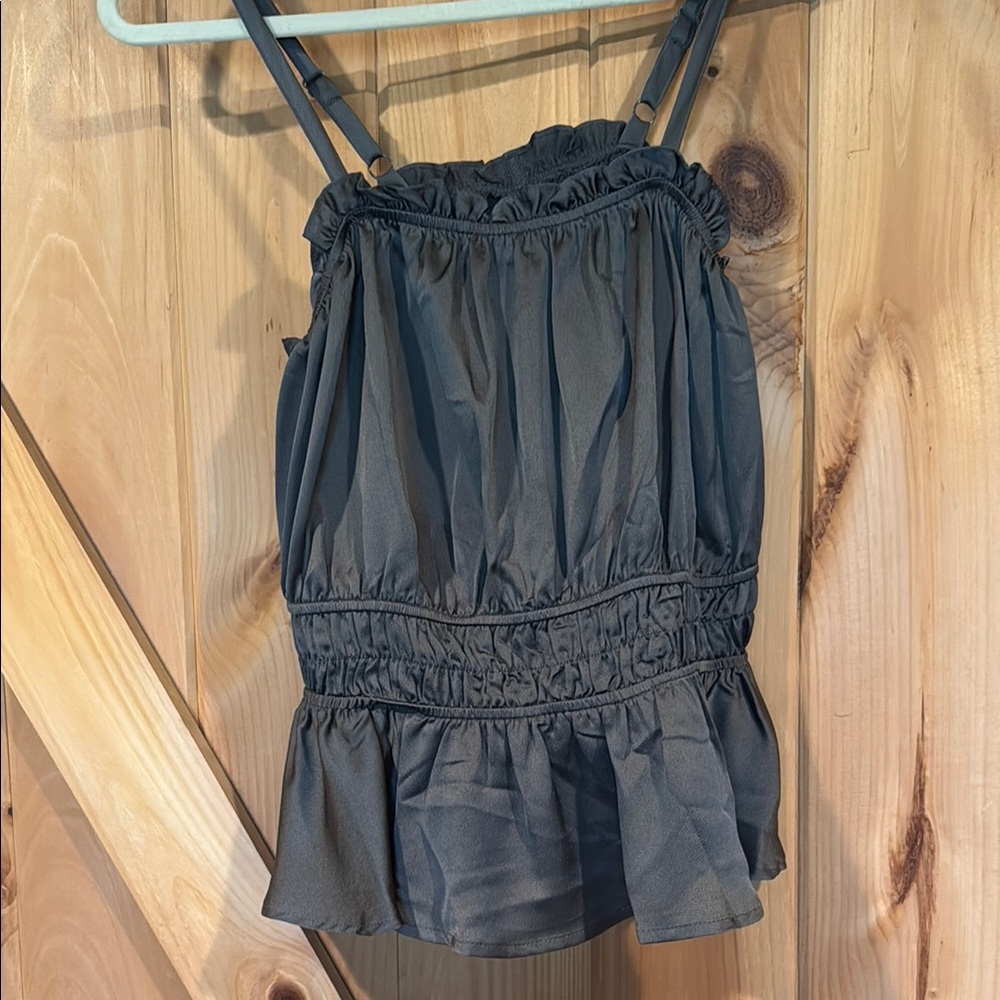 Torrid Charcoal Ruffle Trim Top
